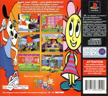 PaRappa the Rapper - The Hip Hop Hero (EU) box cover back